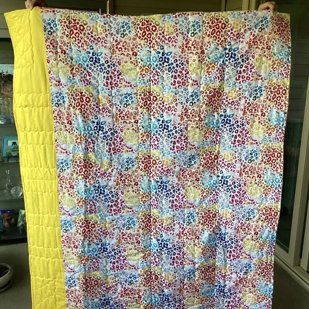 NWT. Hand Crafted Patchwork Yellow and Brown Quilt